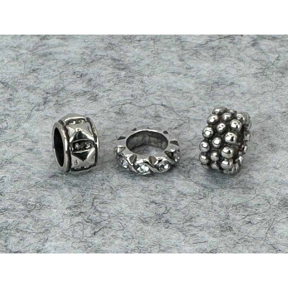 Brighton Lot of 3 Silver Swarovski Crystal Spacer Beads Retired - Picture 2 of 3